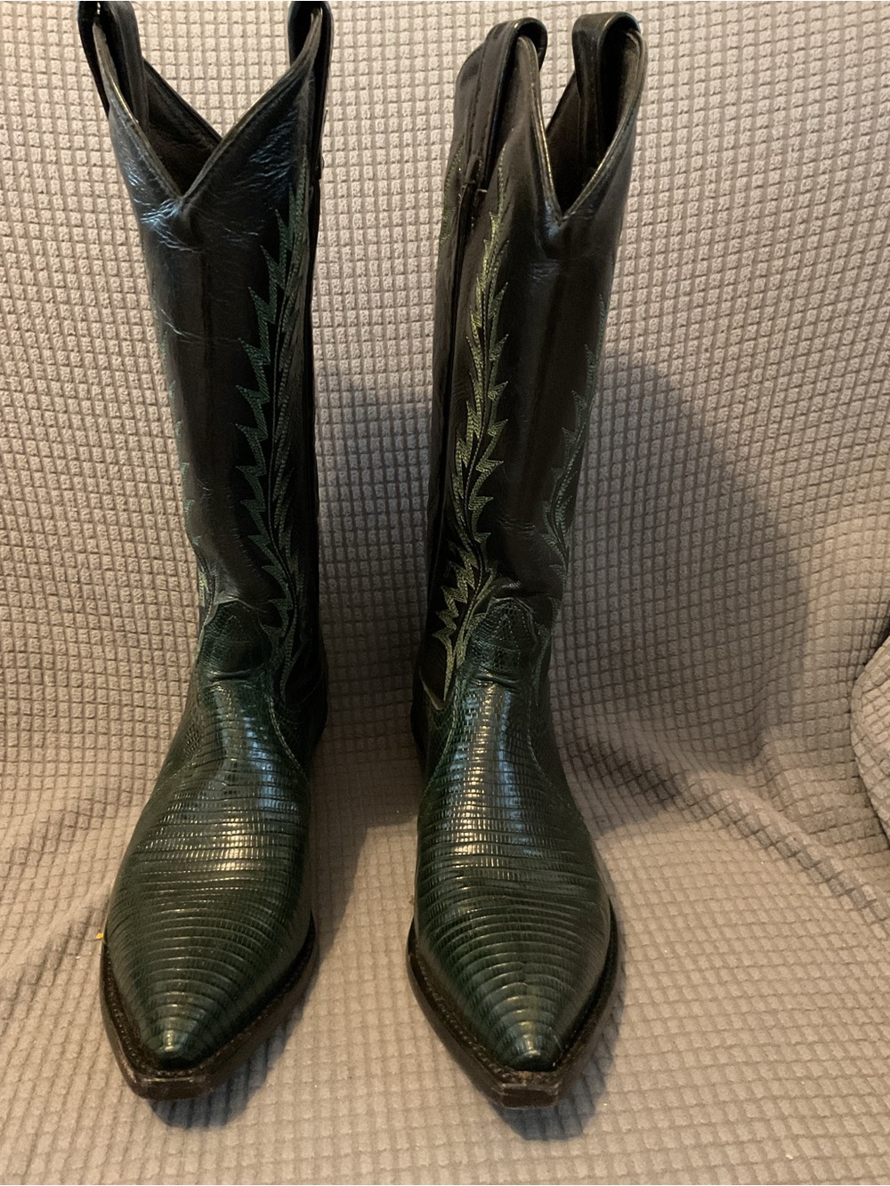 Tony Lama Dark Green and Black Leather Western Heeled Boots